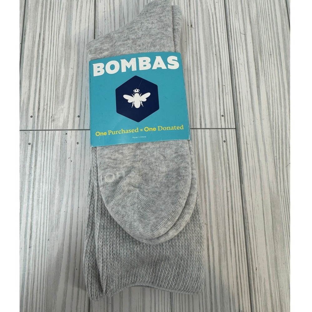 Bombas Midweight‎ Calf Crew Socks Heather Gray Supima Cotton Size Large NEW